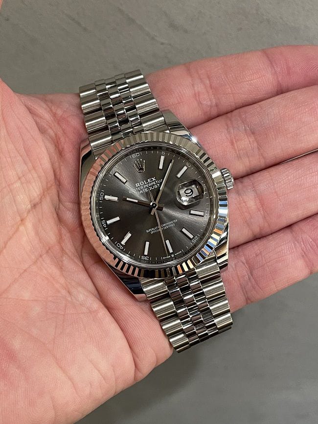 Rolex Oyster Perpetual Datejust (Grey Dial, Jubilee Bracelet, Fluted Bezel)