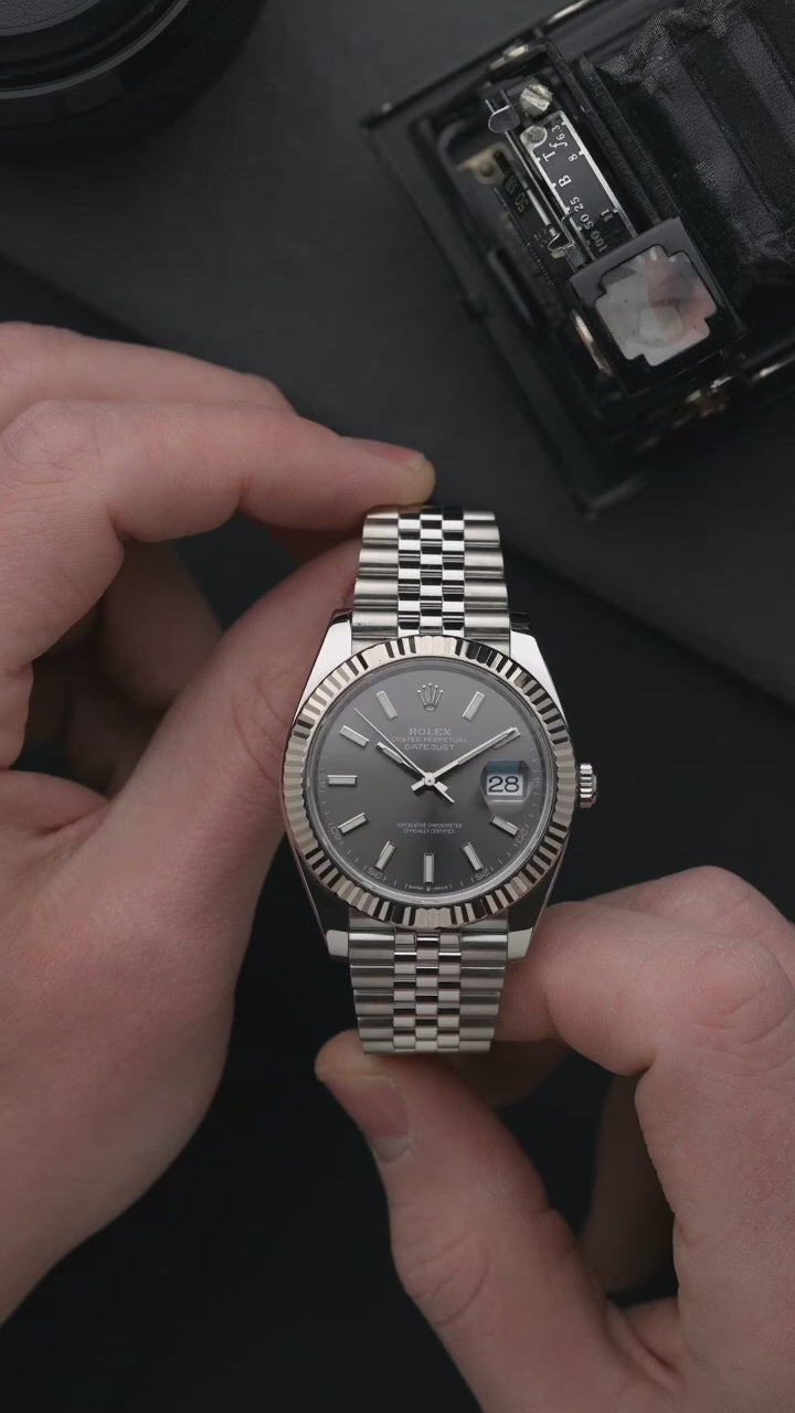 Rolex Oyster Perpetual Datejust (Grey Dial, Jubilee Bracelet, Fluted Bezel)