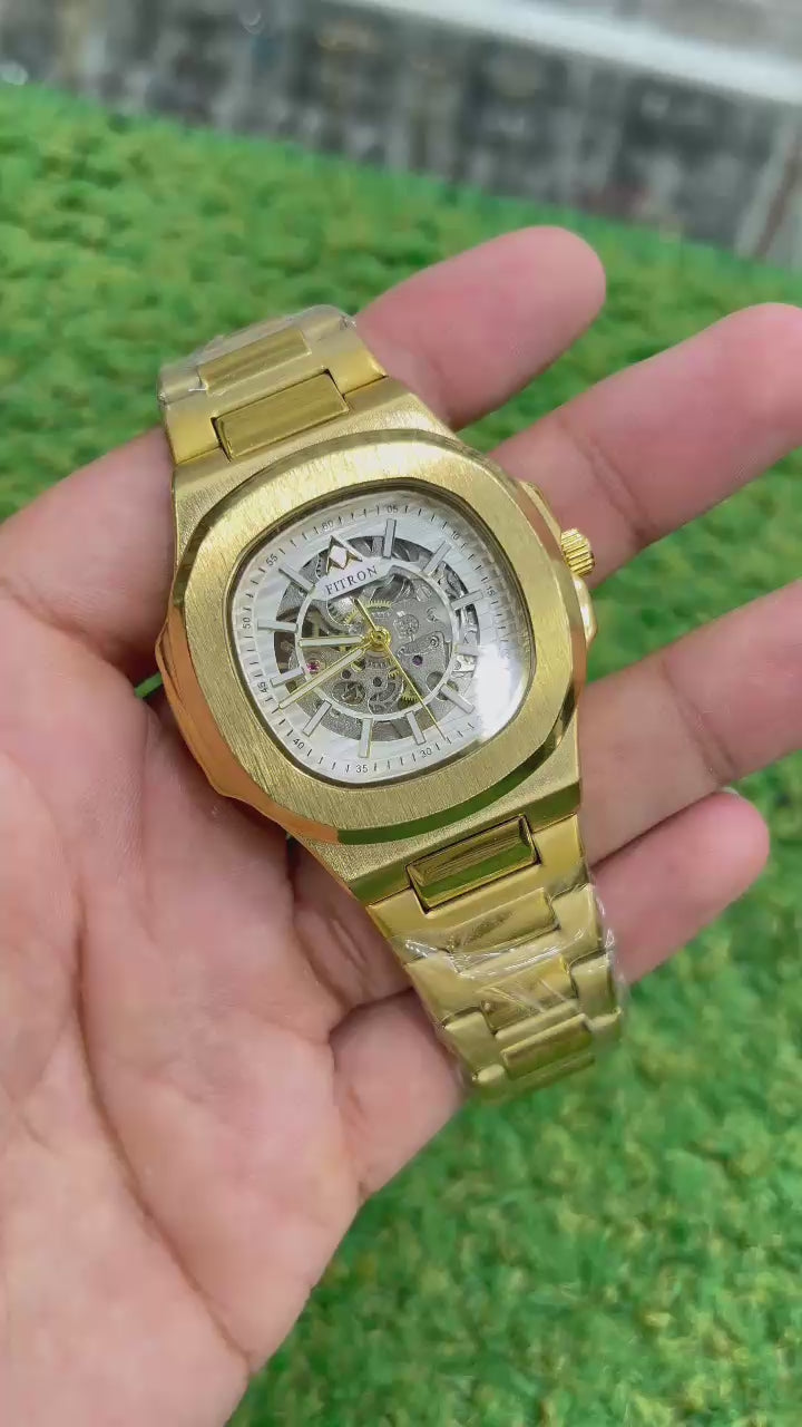 FITRON Luxury Golden Skeleton Watch
